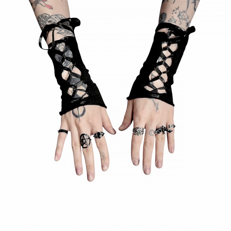 Чулки на руки черные короткие