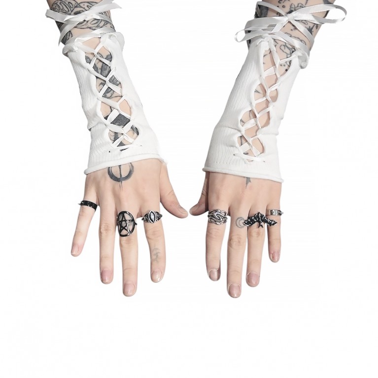 Чулки на руки белые короткие