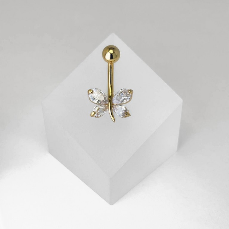 Банан в пупок бабочка с кристаллами золотой