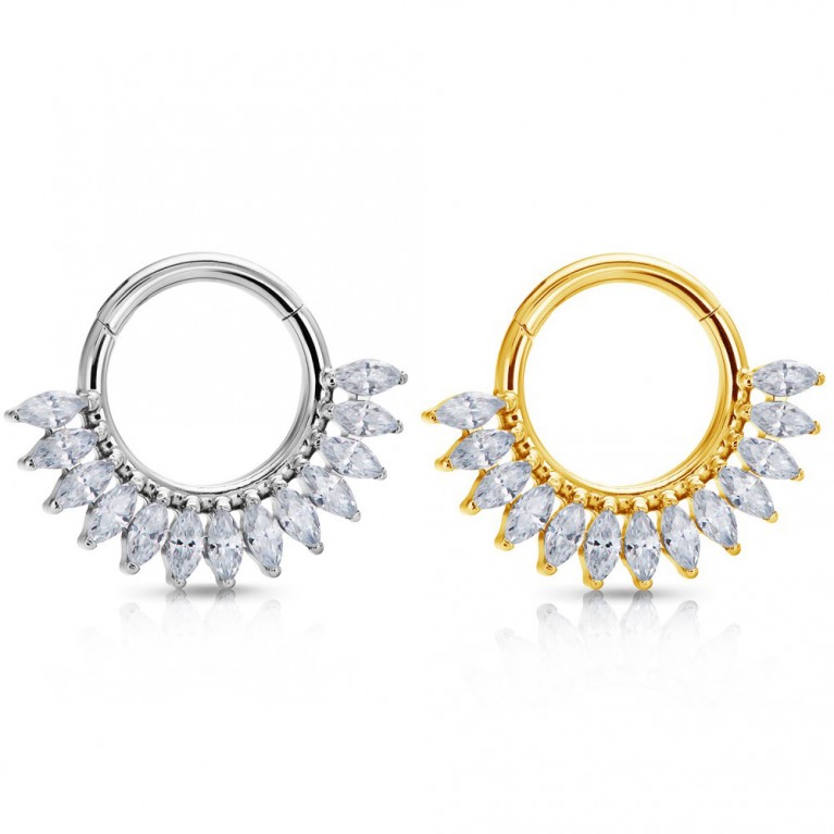 Кликер Marquise титановый с кристаллами Clear CZ