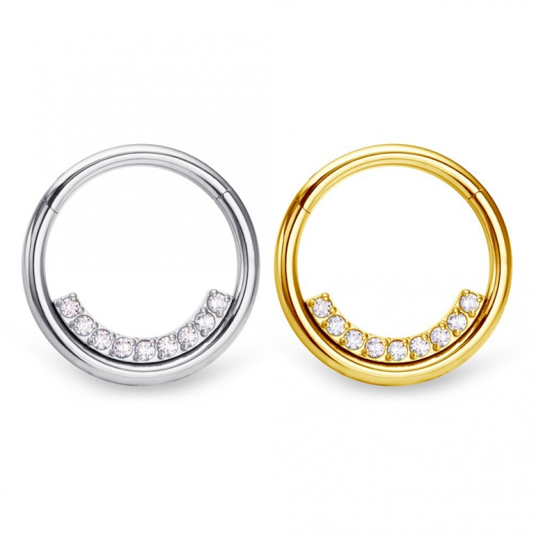 Кликер Line титановый с кристаллами Clear CZ
