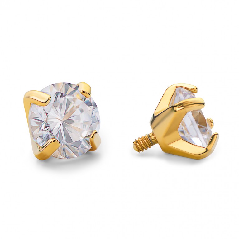 Накрутка титановая Prong с кристаллом CZ (Gold PVD)