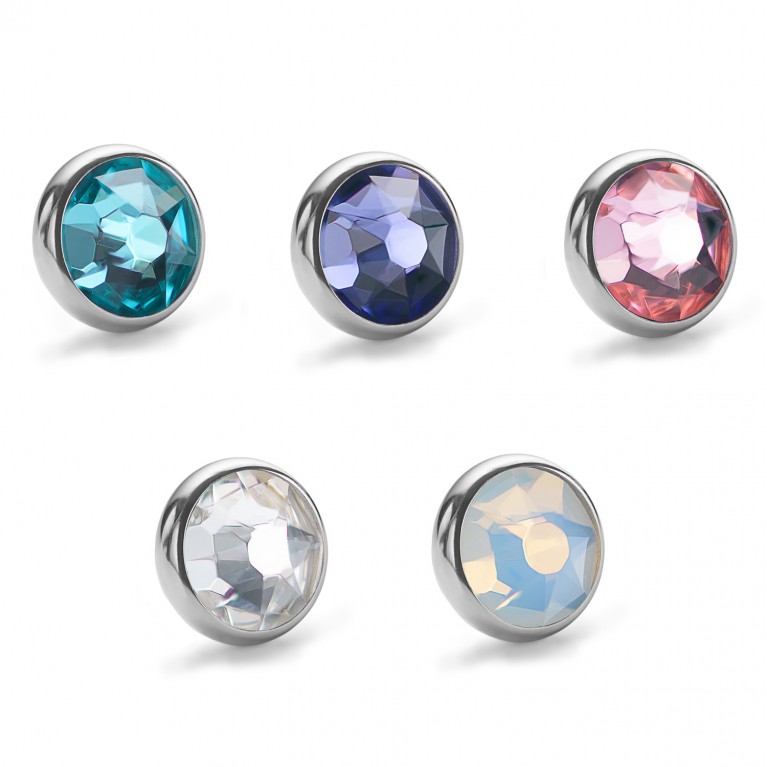Накрутка титановая Flat Gem с кристаллом Swarovski