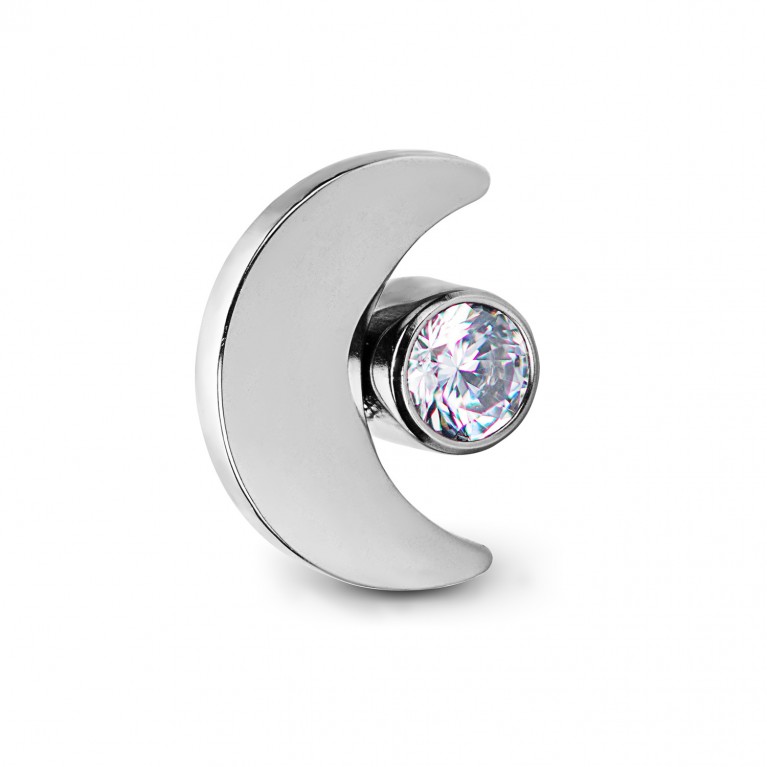 Накрутка Moon титановая с кристаллом Clear CZ