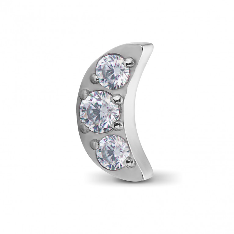 Накрутка Полумесяц из титана с кристаллами Clear CZ