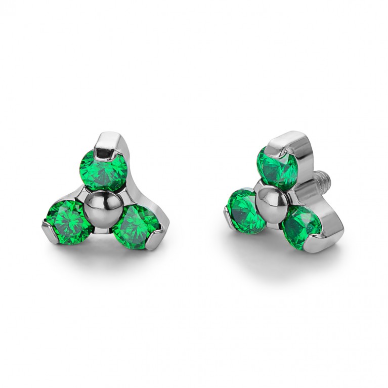 Накрутка с кристаллами Emerald CZ из титана