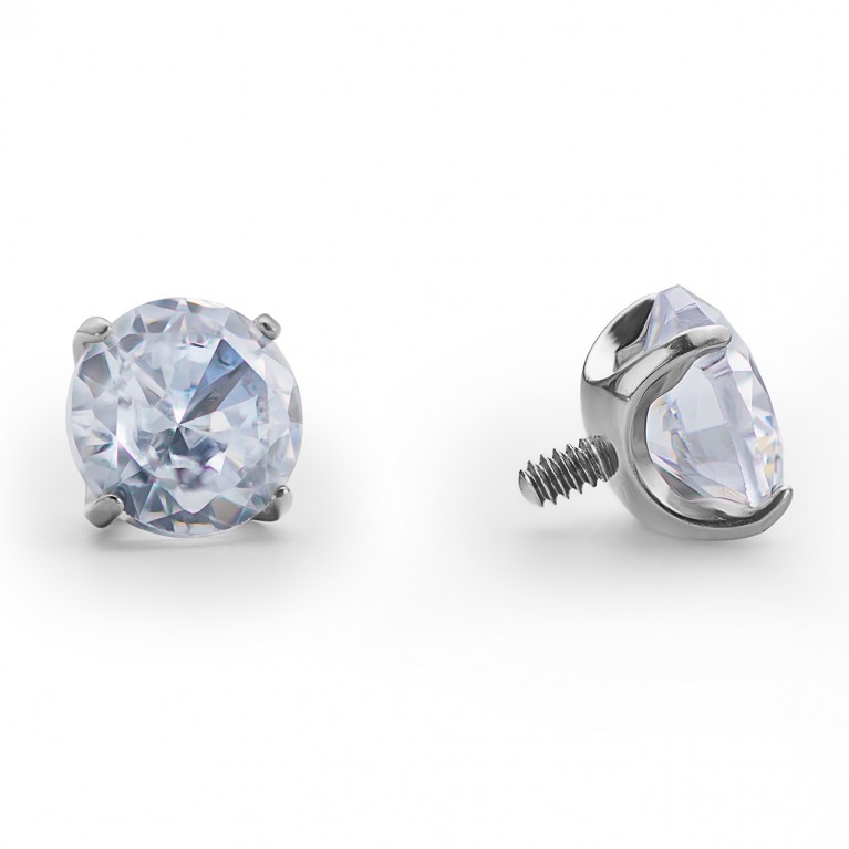 Накрутка Prong Semisphere титановая с белым кристаллом Clear CZ