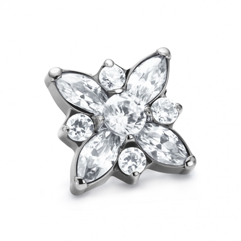 Накрутка титановая Marquise Flower с кристаллами Clear CZ