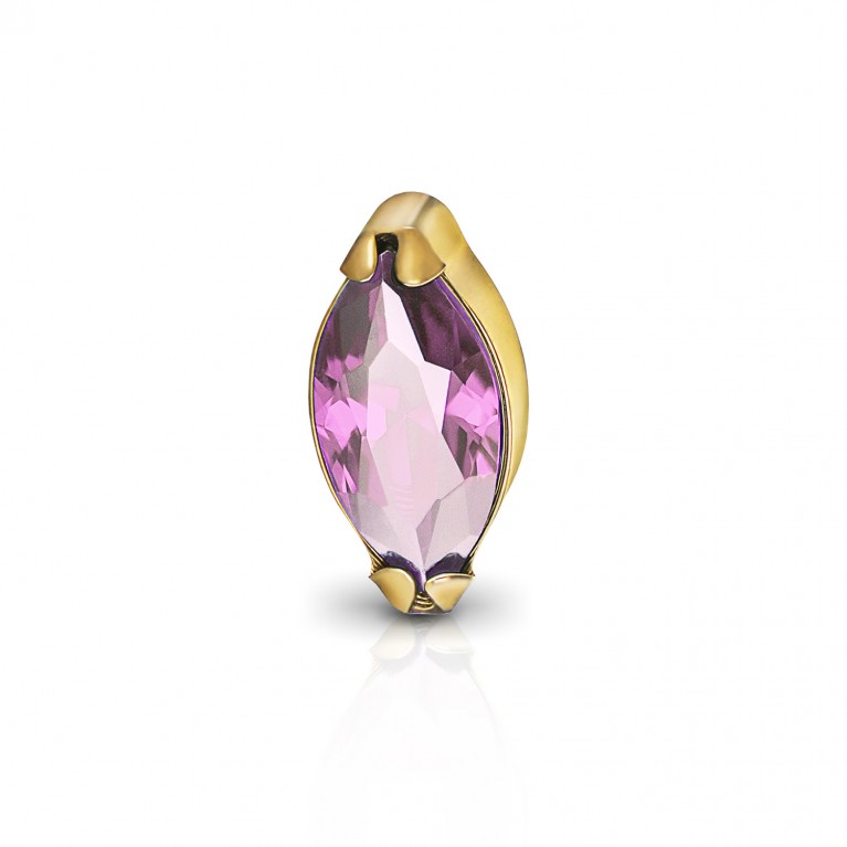 Накрутка Single Marquise Mini титановая с кристаллом Clear CZ (Gold PVD)