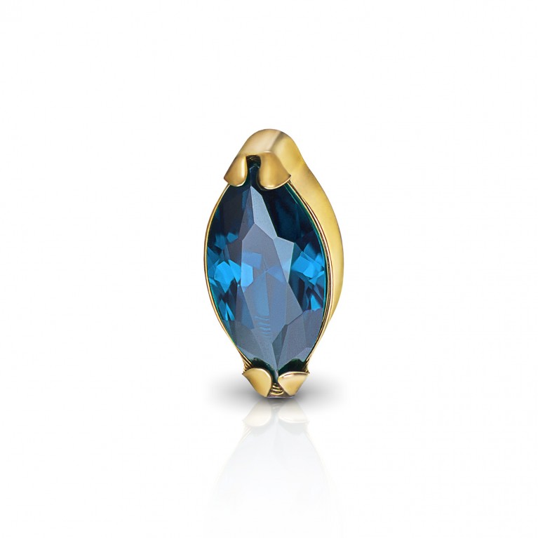 Накрутка Single Marquise Mini титановая с кристаллом Clear CZ (Gold PVD)