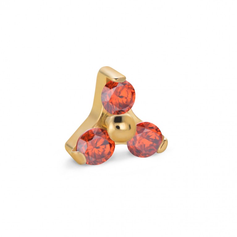 Накрутка с кристаллами Garnet CZ (Gold PVD) из титана