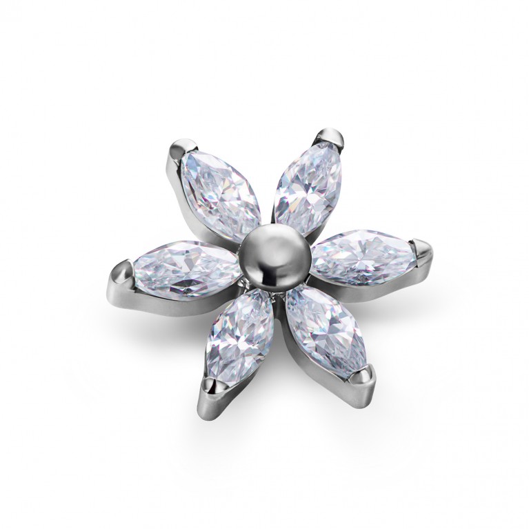 Накрутка Marquise Snowflake титановая с кристаллами Clear CZ