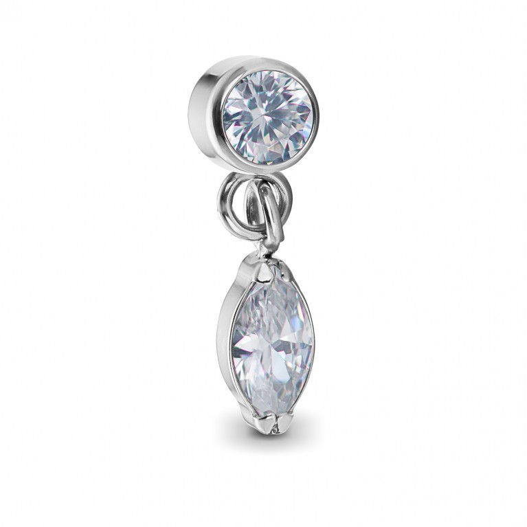 Накрутка Single Marquise титановая на подвеске с кристаллами Clear CZ