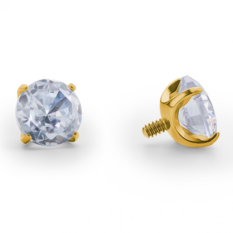 Накрутка Prong Semisphere титановая с белым кристаллом Clear CZ (Gold PVD)