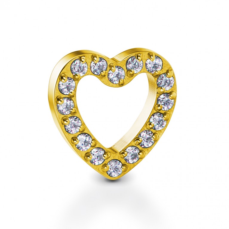 Накрутка Heart титановая с кристаллами Clear CZ
