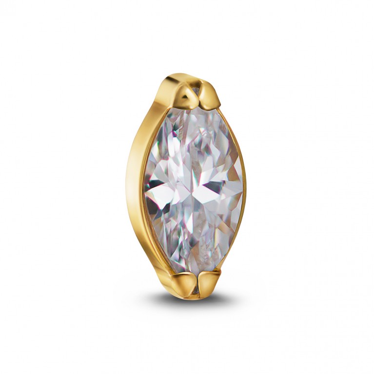 Накрутка Single Marquise Mini титановая с кристаллом Clear CZ (Gold PVD)