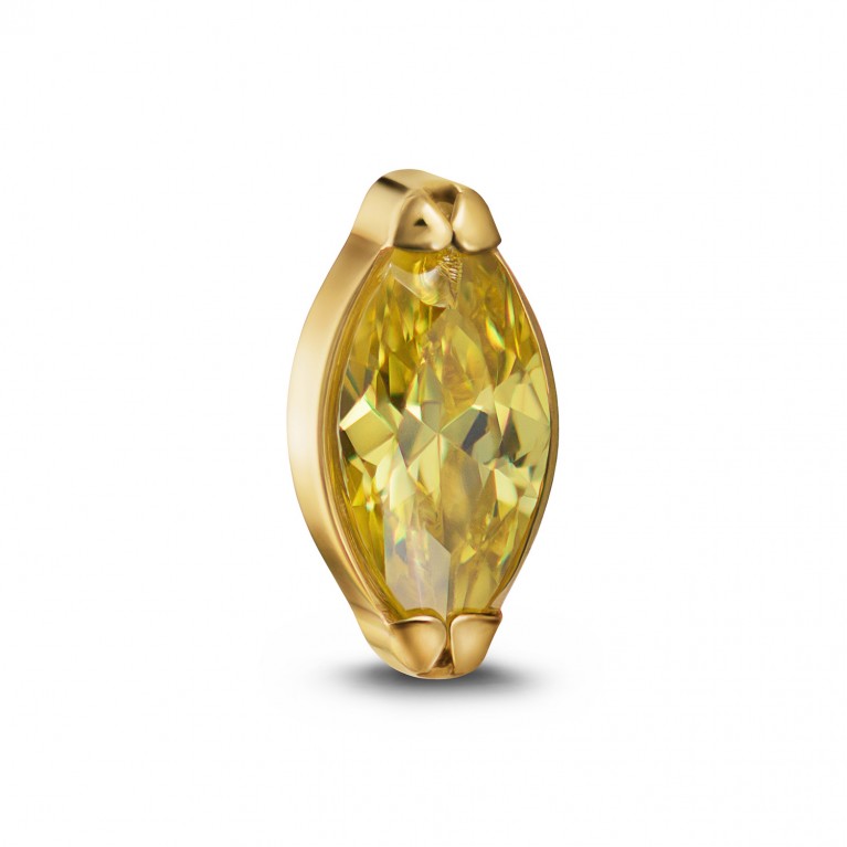 Накрутка Single Marquise Mini титановая с кристаллом Clear CZ (Gold PVD)