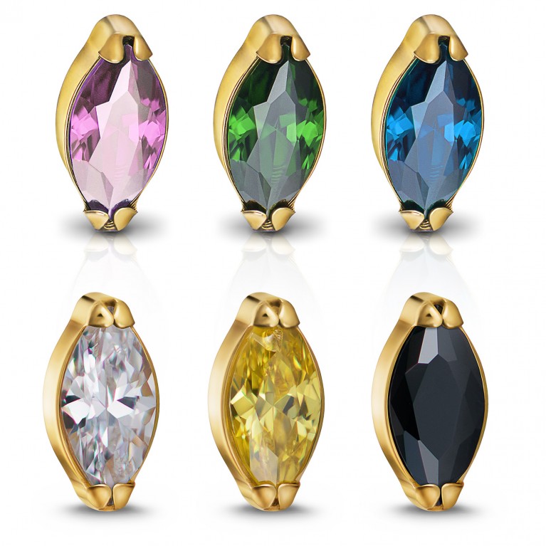 Накрутка Single Marquise Mini титановая с кристаллом Clear CZ (Gold PVD)