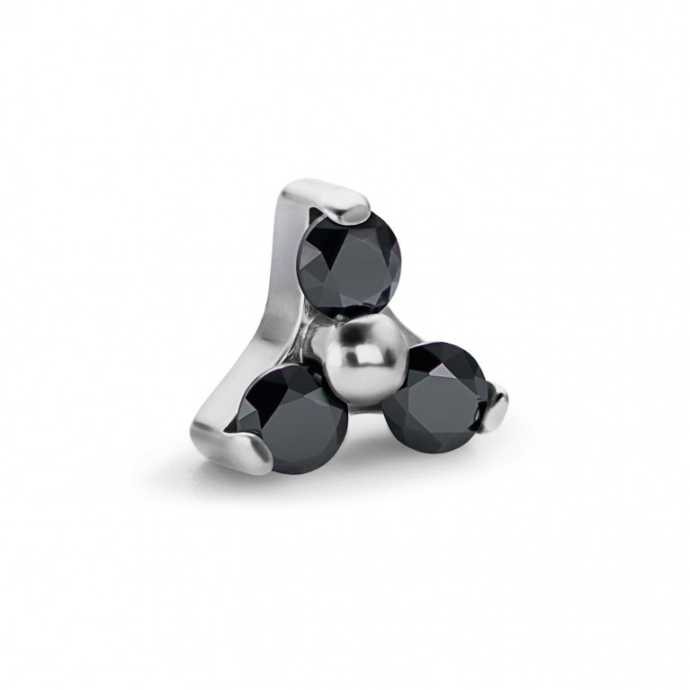Накрутка с кристаллами Black CZ из титана