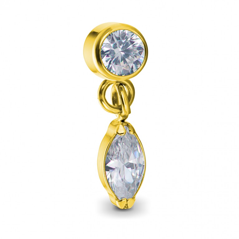 Накрутка Single Marquise титановая на подвеске с кристаллами Clear CZ