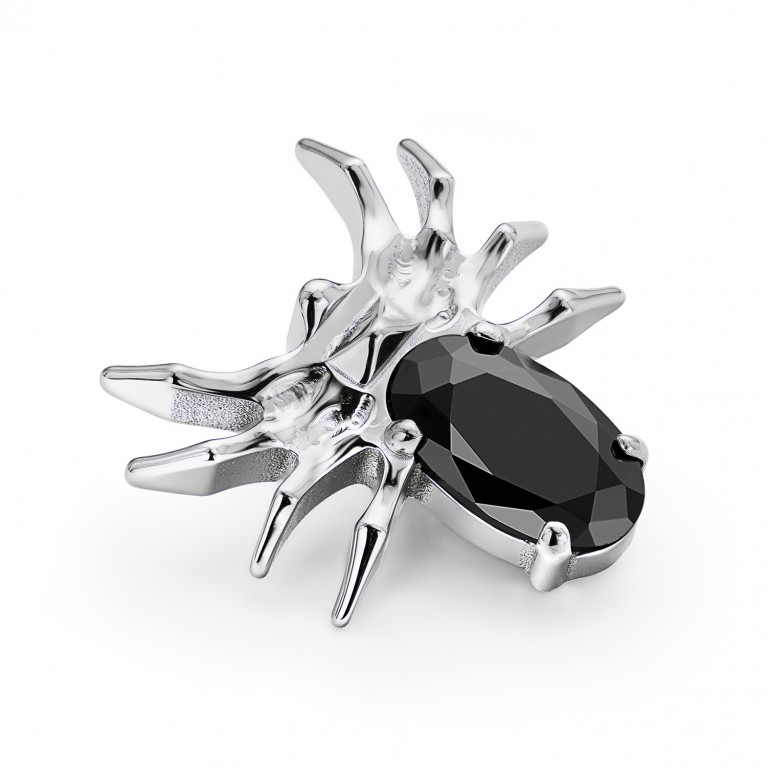 Накрутка Spider титановая с кристаллом Black CZ