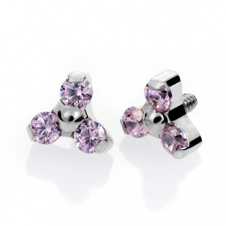 Накрутка из титана с резьбой 0.9 мм и розовыми (Lt. Rose) кристаллами Swarovski