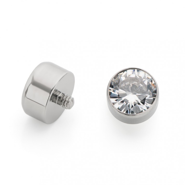 Накрутка титановая с кристаллом Clear CZ