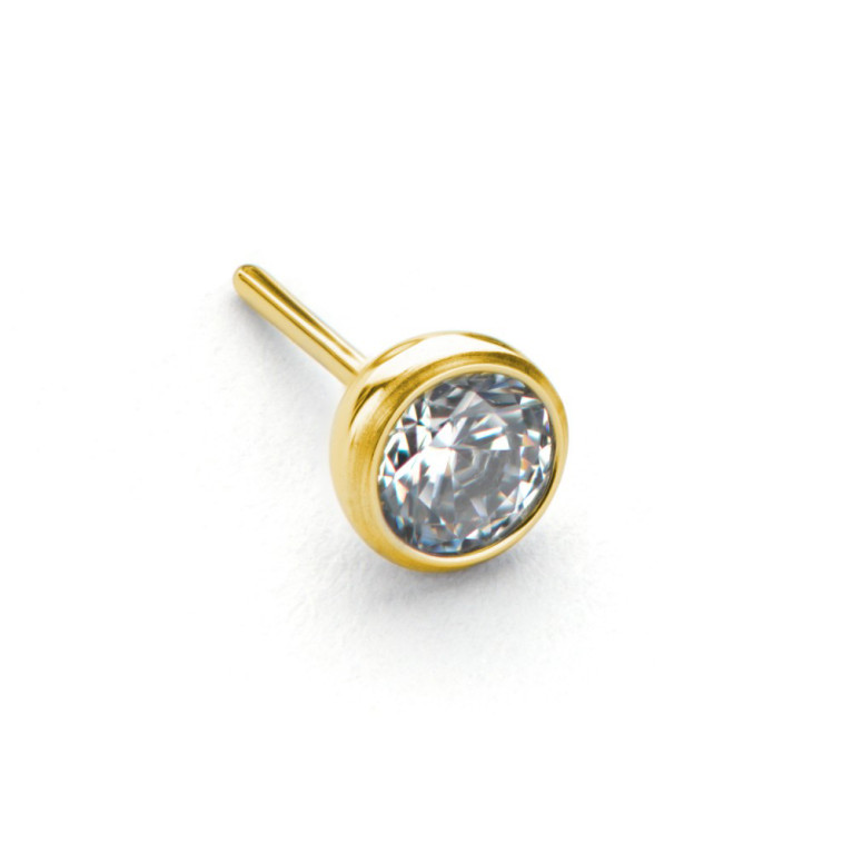 Насадка полусфера титановая безрезьбовая (Threadless) с кристаллом Clear CZ (Gold PVD)