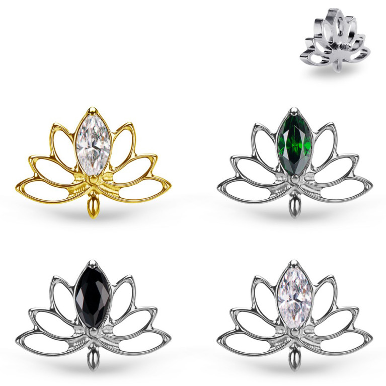 Накрутка Lotus Flower из титана с кристаллом CZ