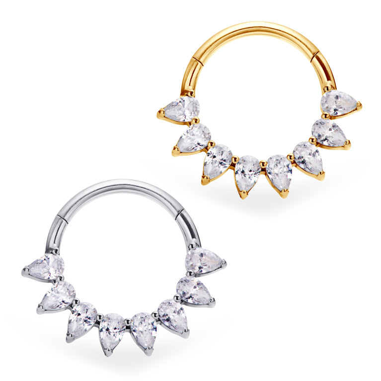 Кликер Pears титановый с кристаллами Clear CZ