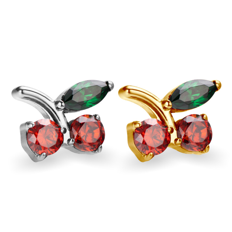 Накрутка Cherry из титана с кристаллами CZ