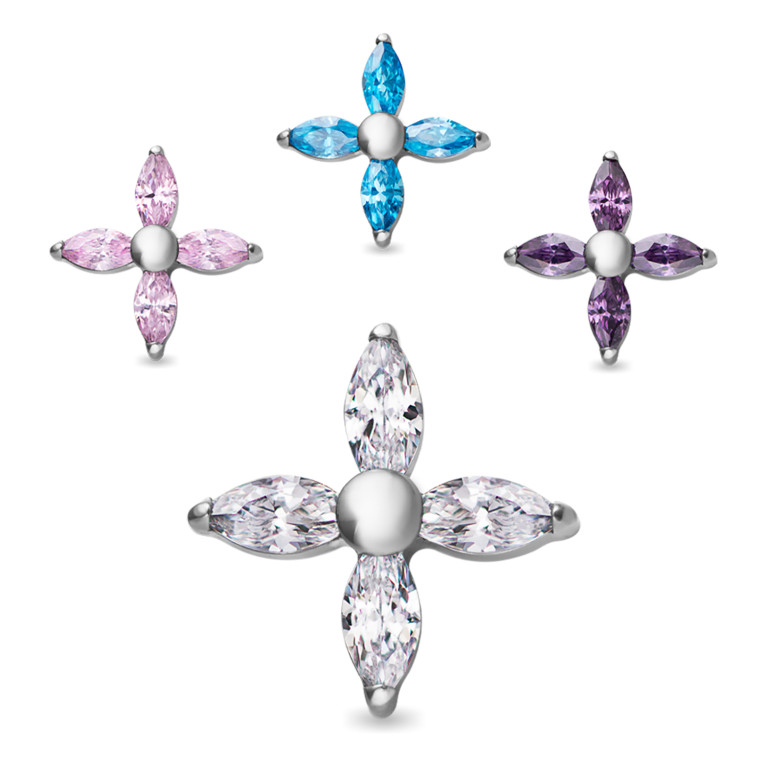 Кластер Marquise Star титановый с кристаллами CZ