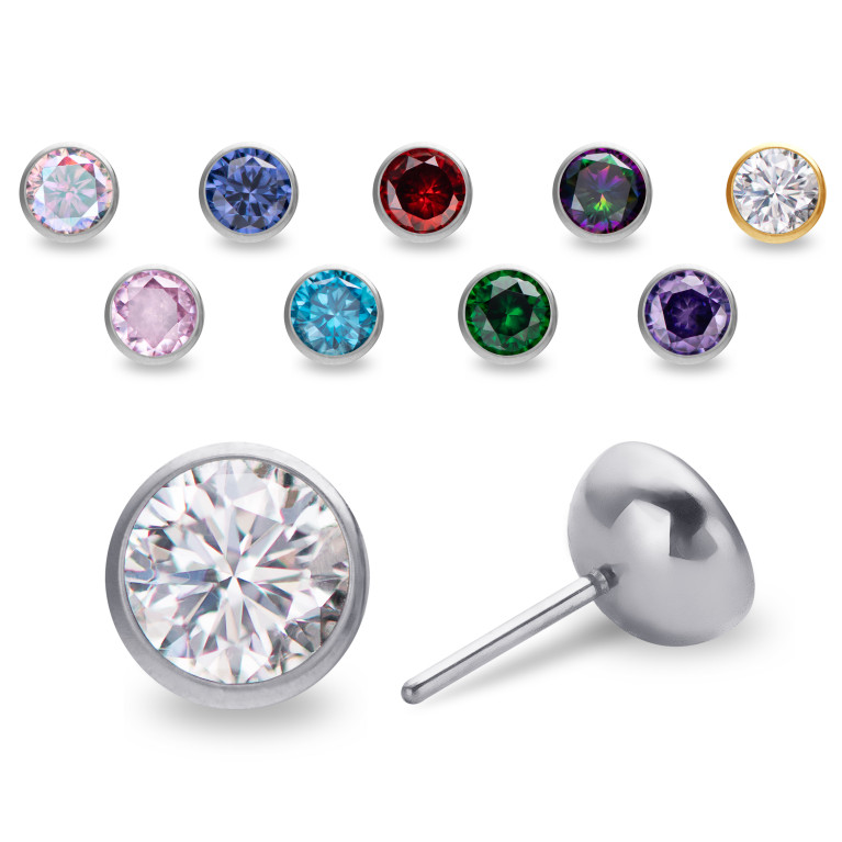 Насадка полусфера титановая безрезьбовая (Threadless) с кристаллом CZ