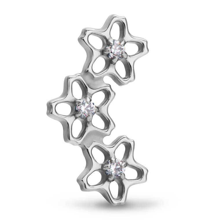 Накрутка Flowers титановая с кристаллом Clear CZ