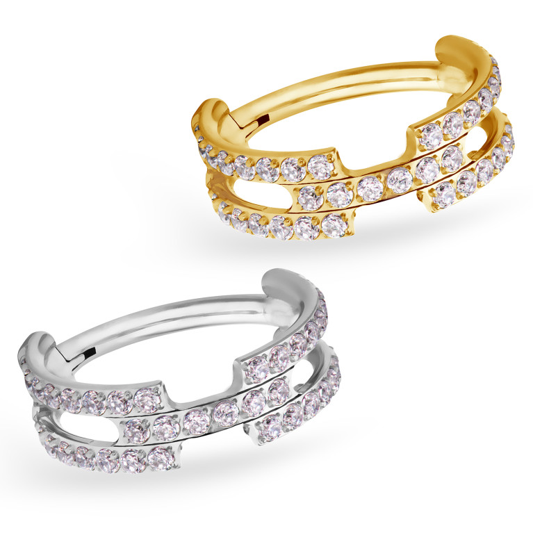 Кликер Stripes титановый с кристаллами Clear CZ