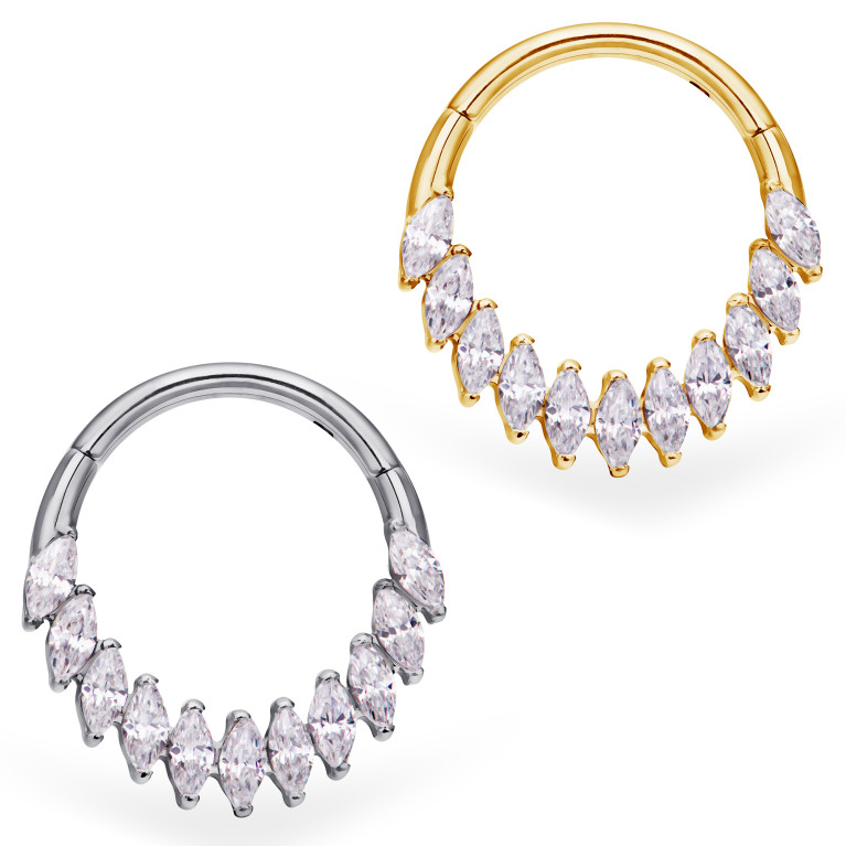 Кликер Marquise (ver. 2) титановый с кристаллами Clear CZ