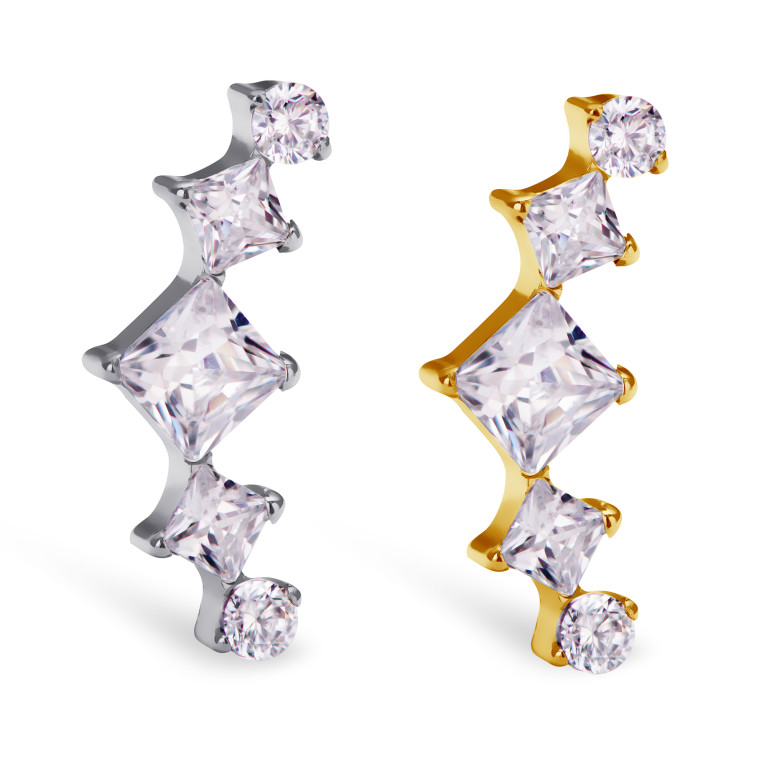 Кластер Prong титановый с кристаллами Clear CZ