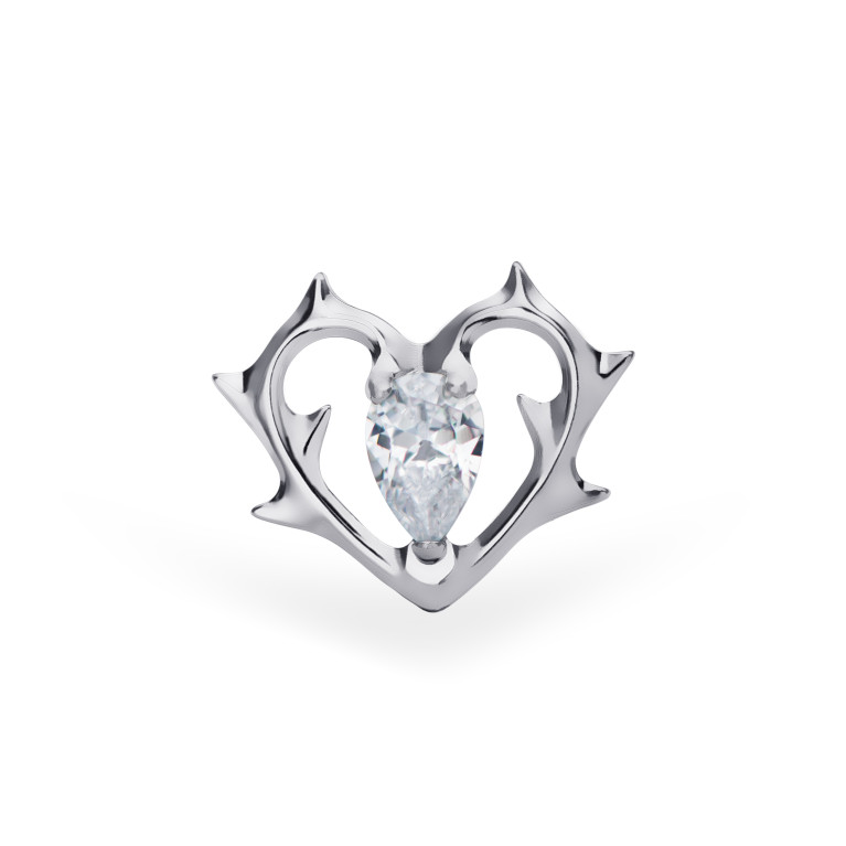 Накрутка Thorny Heart из титана с кристаллами Clear CZ