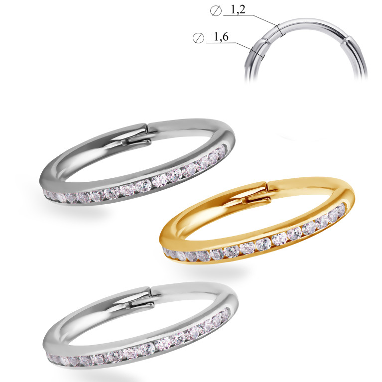 Кликер Rail титановый с кристаллами Clear CZ