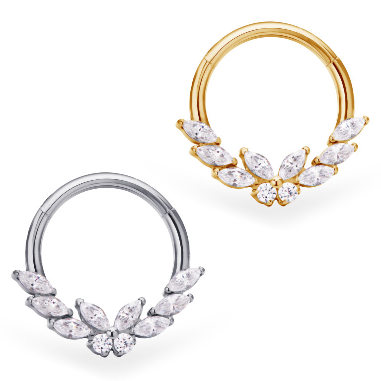 Кликер Marquise Butterfly титановый с кристаллами Clear CZ