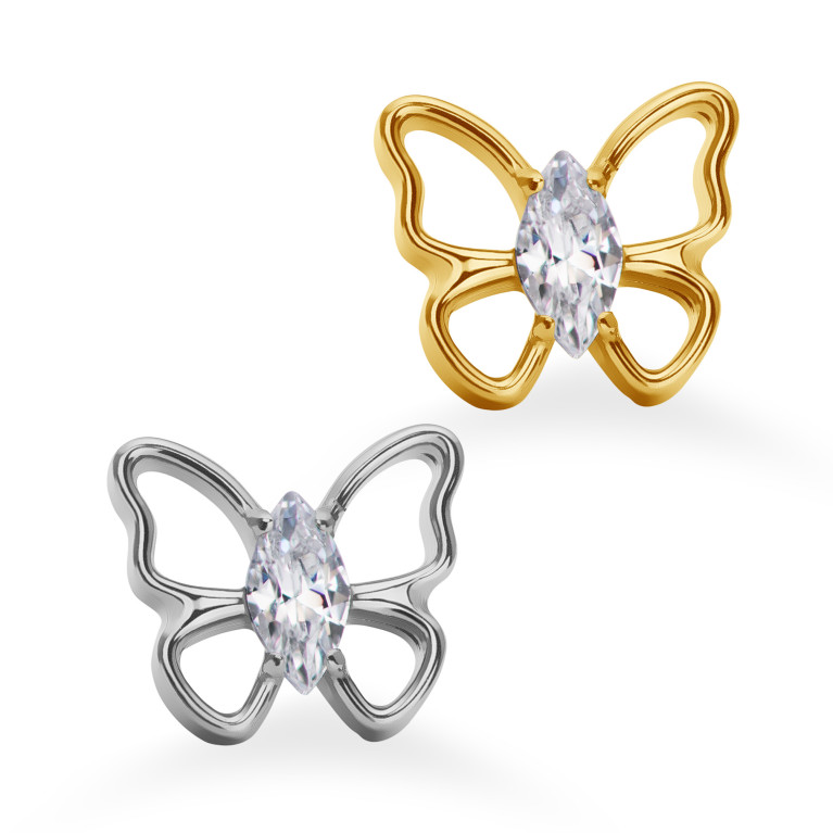 Накрутка Marquise Butterfly из титана с кристаллами Clear CZ