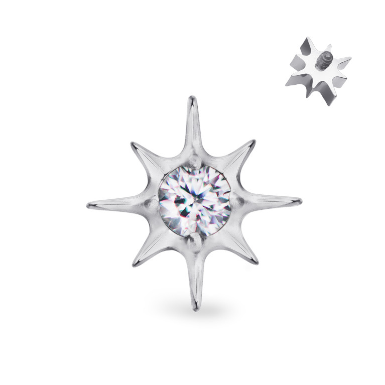 Накрутка Ursa из титана с кристаллами Clear CZ