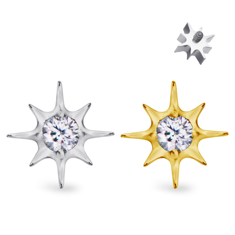 Накрутка Ursa из титана с кристаллами Clear CZ