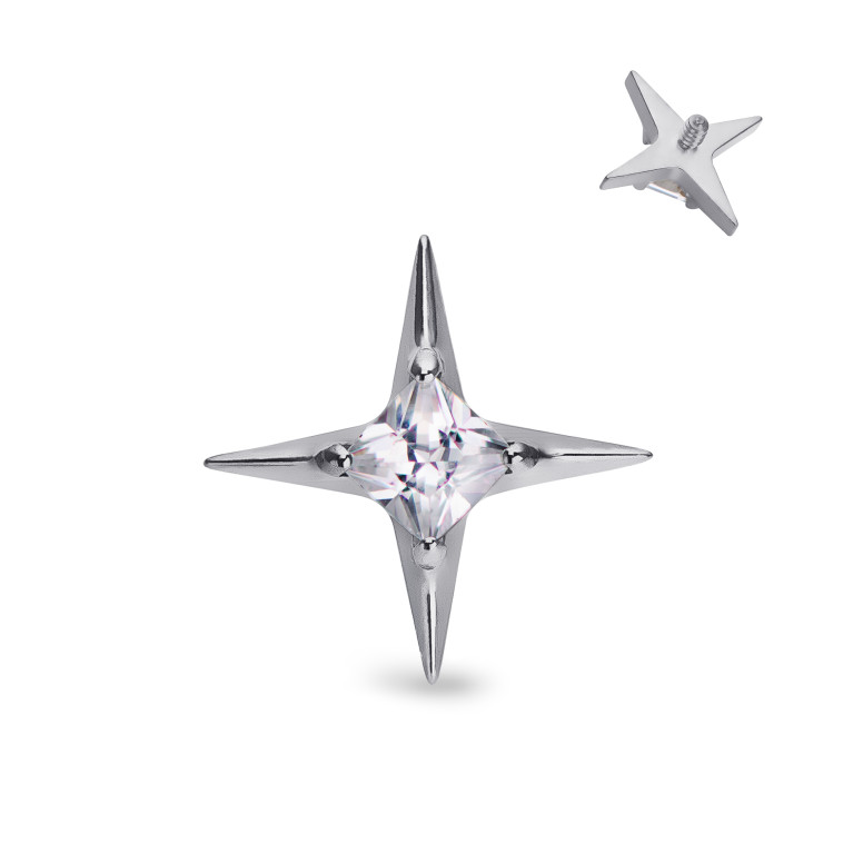 Накрутка Star из титана с кристаллами Clear CZ