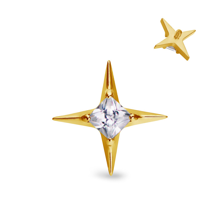 Накрутка Star из титана с кристаллами Clear CZ