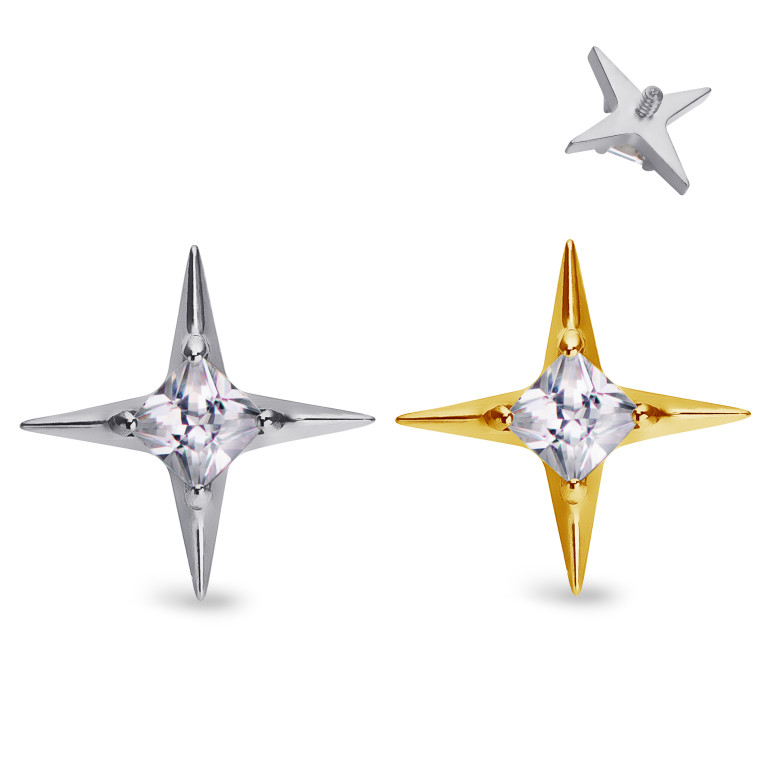 Накрутка Star из титана с кристаллами Clear CZ
