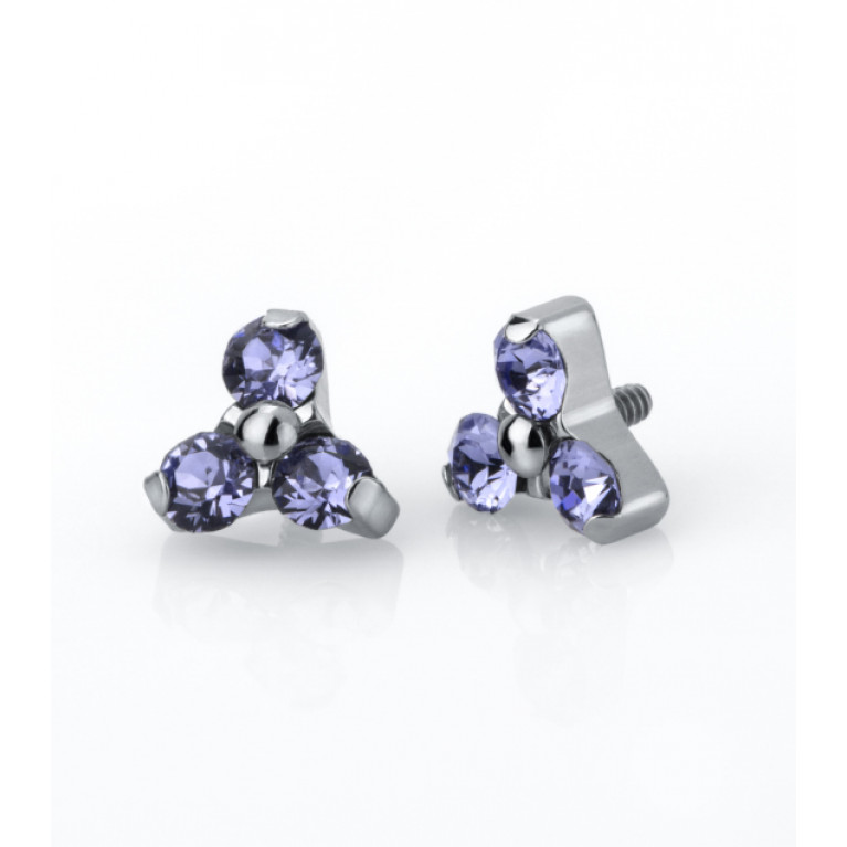 Накрутка из титана с резьбой 0.9 мм и кристаллами Tanzanite CZ