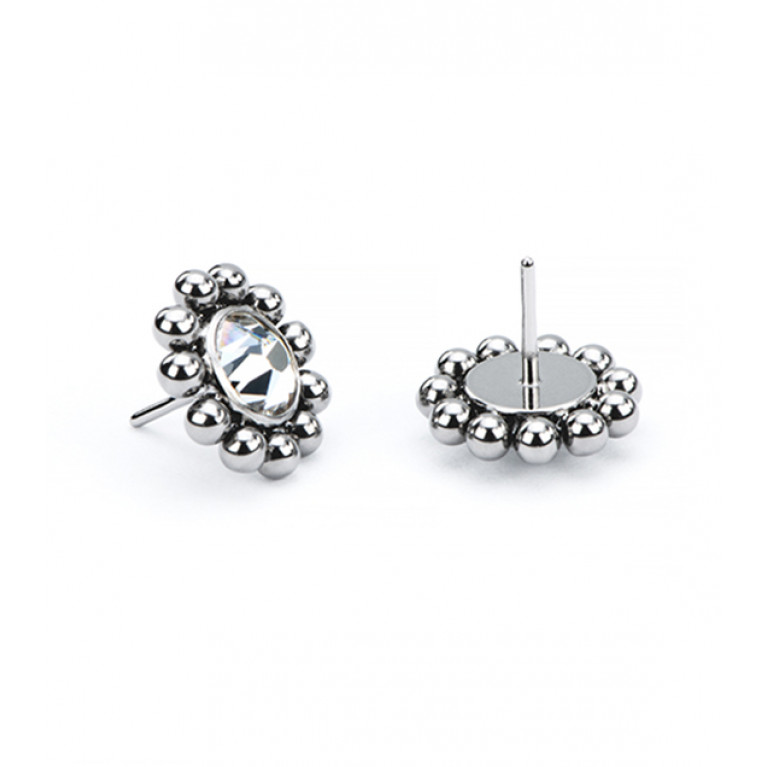 Накрутка безрезьбовая Цветок с кристаллом Swarovski из титана