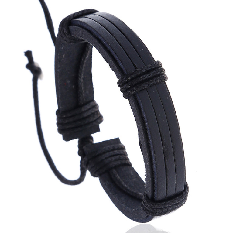 Браслет черный три полоски 