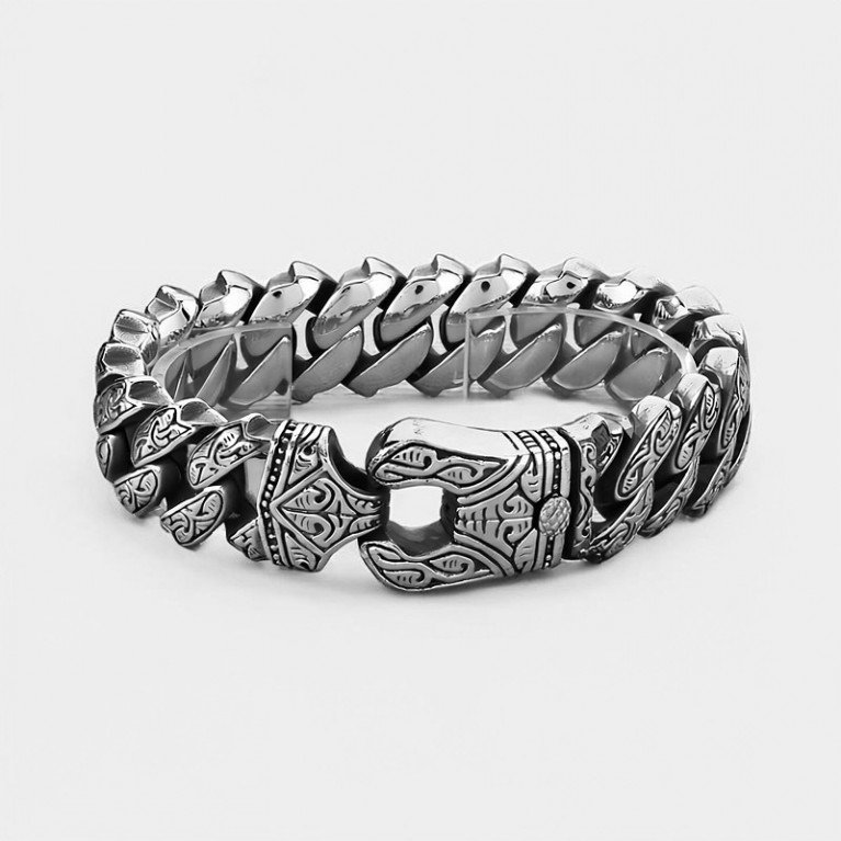 Браслет стальной Племенной узор